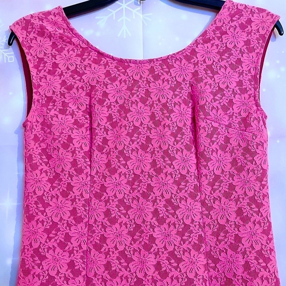 FOREVER 21 PINK LACE FULLY LINED LOW BACK GOING OUT DRESS WOMEN'S SIZE S - Picture 2 of 6